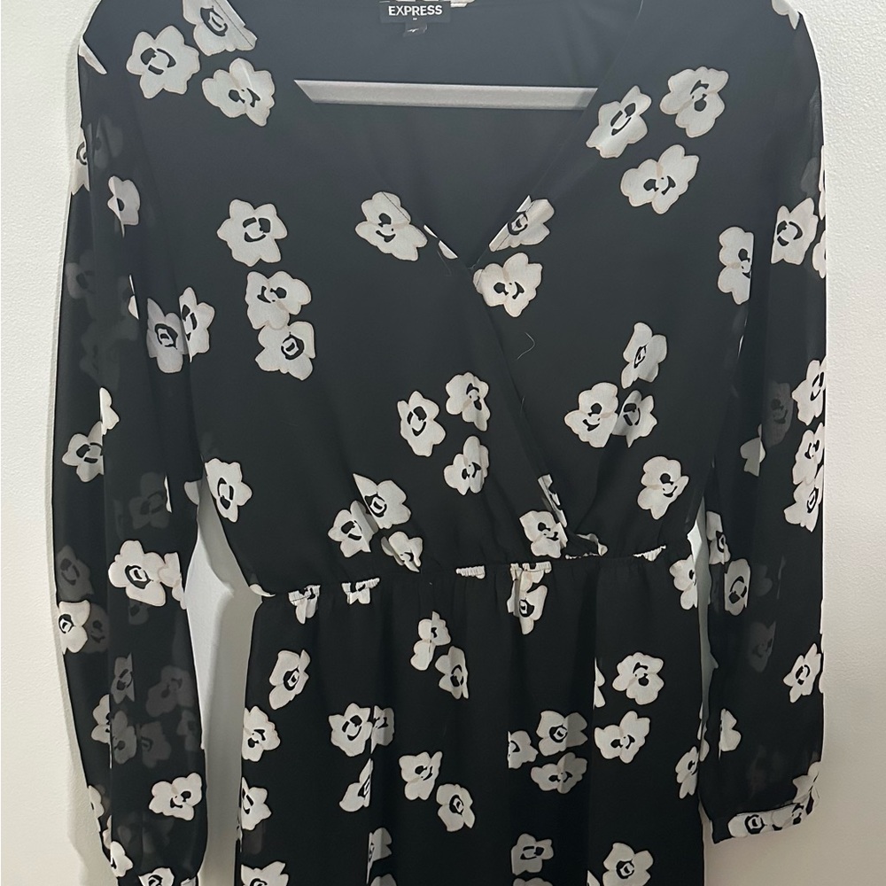 Express Black and White Floral Dress